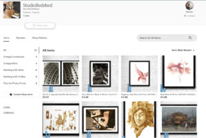 screenshot of Etsy shop.