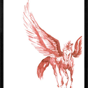Wine painting of a horse with big wings