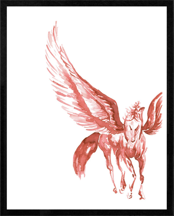 Wine painting of a horse with big wings